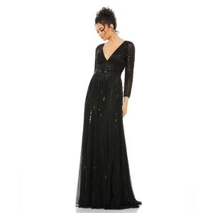 Mac Duggal Black Long Sleeve Dress